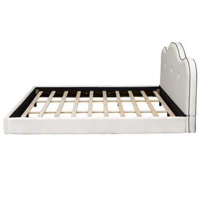 King Size Upholstered Platform Bed, Beige image 11