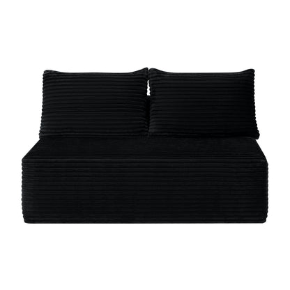 58-inch 2 seat median longue with plush grey velvet, cup holder, flexible matching, mainly for living room use.,(Plush Fabric),Black image 2
