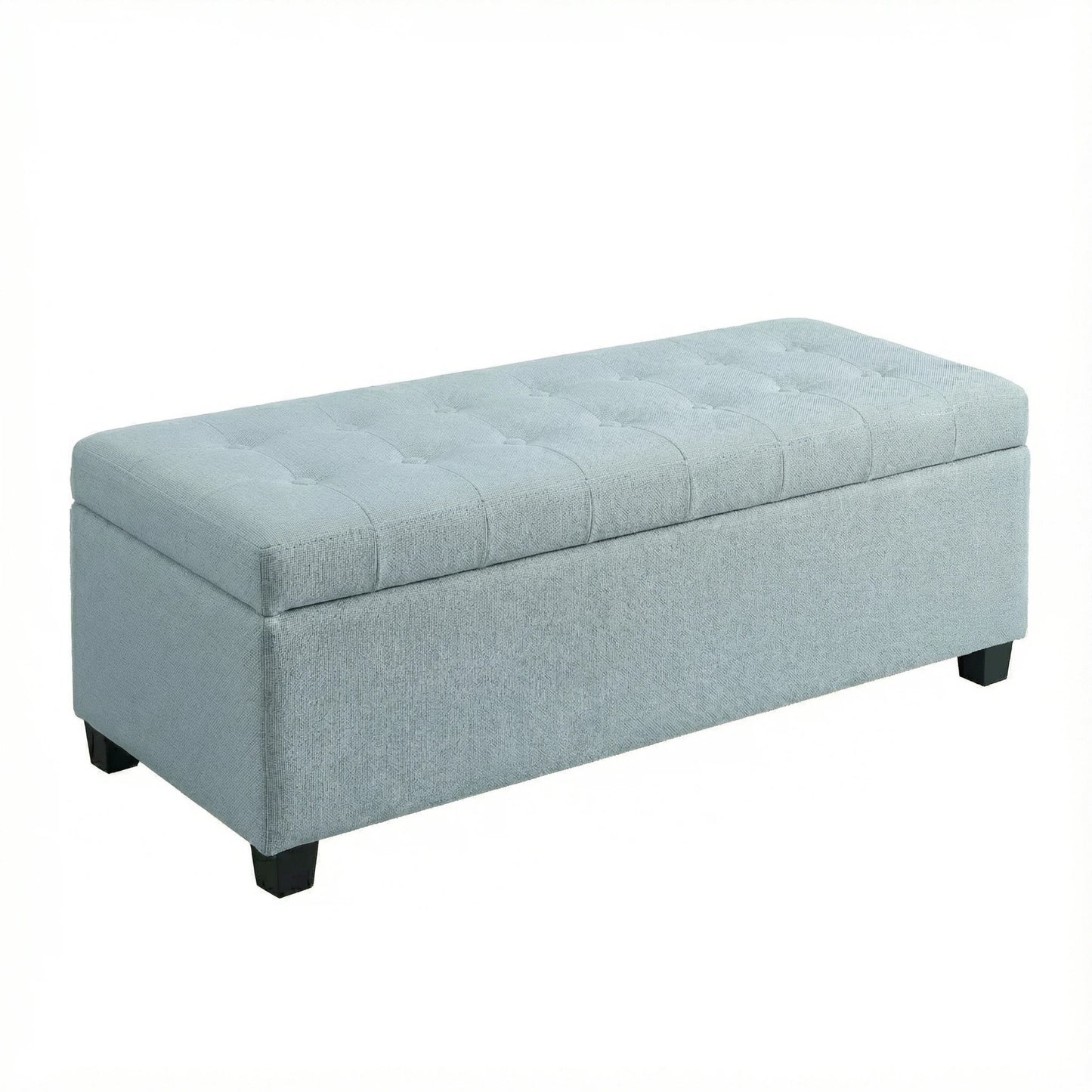 Storage Ottoman, Storage Bench, Tufted Entryway Bedroom Bench, 49.75Inches, Hinges Easy Lid Operation, Wooden Legs, Polyester fabric, Loads 300 lb,Baby Blue image 10