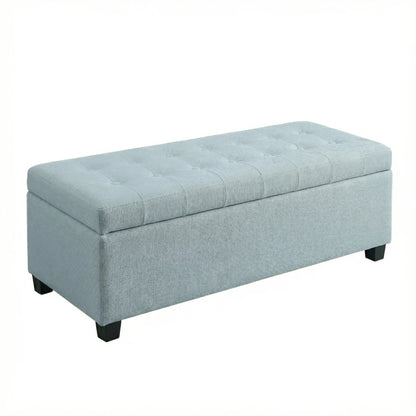 Storage Ottoman, Storage Bench, Tufted Entryway Bedroom Bench, 49.75Inches, Hinges Easy Lid Operation, Wooden Legs, Polyester fabric, Loads 300 lb,Baby Blue image 10