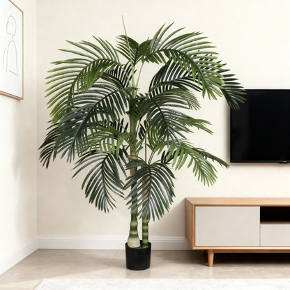 6FT Artificial Palm Tree with Black Plastic Pot, Tropical Fake Plant for Indoor Outdoor Decoration, Faux Palm, 1pc/set image 1
