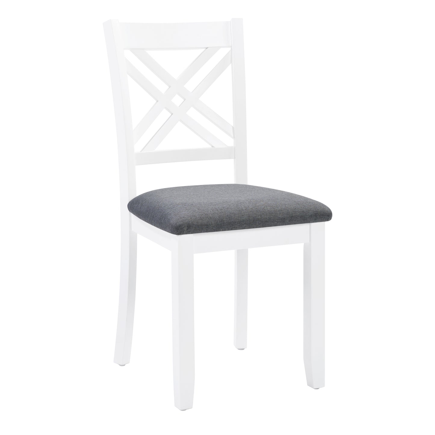 Modern 7-Piece Solid Wood Dining Set with 6 Upholstered Chairs – Grey & White Two-Tone Rectangular Table for 6, Space-Saving Kitchen & Dining Room Set, Easy Assembly image 11