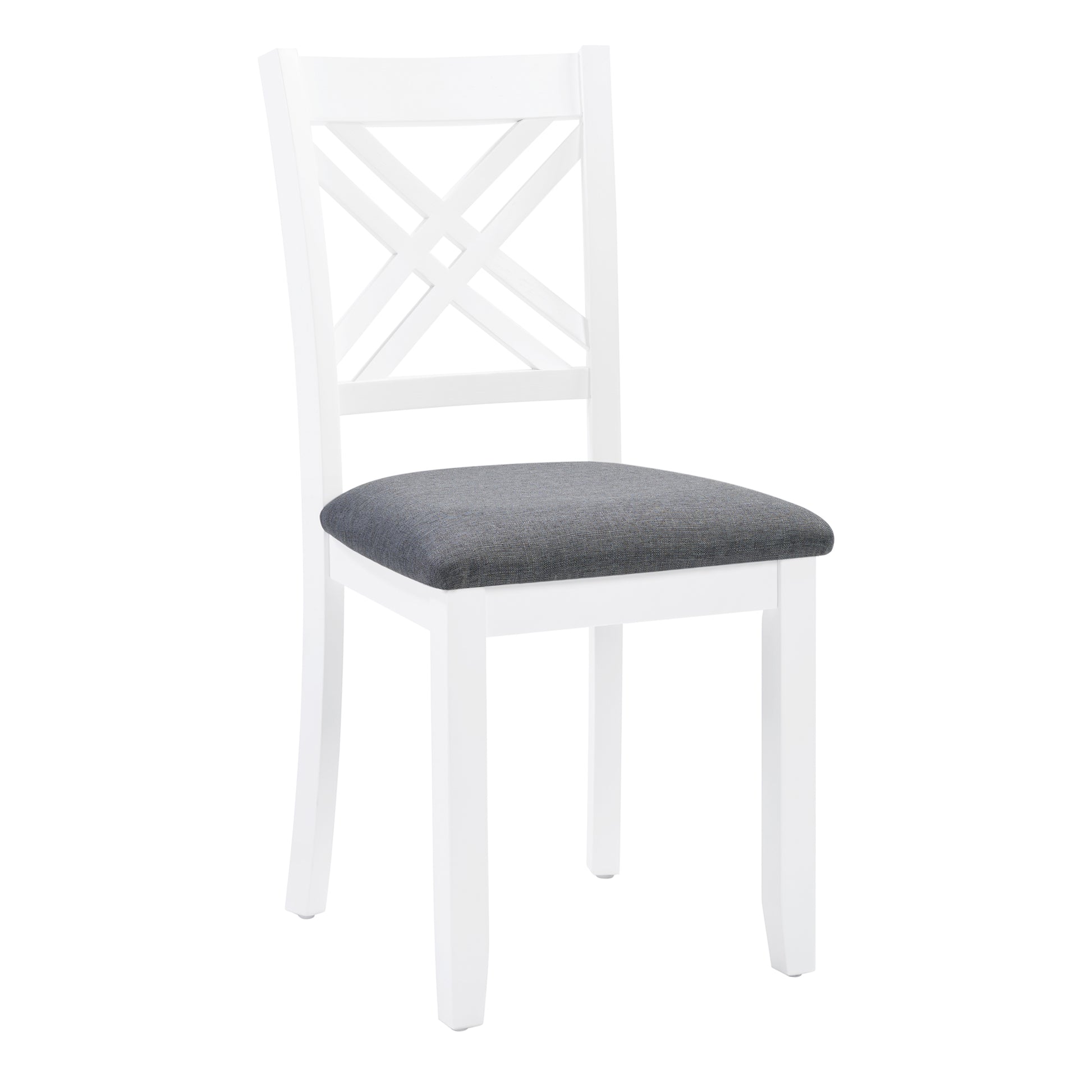 Modern 7-Piece Solid Wood Dining Set with 6 Upholstered Chairs – Grey & White Two-Tone Rectangular Table for 6, Space-Saving Kitchen & Dining Room Set, Easy Assembly image 11
