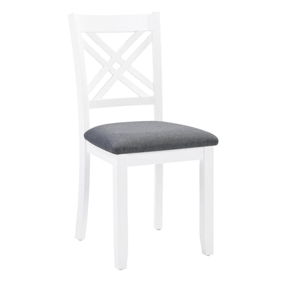 Modern 7-Piece Solid Wood Dining Set with 6 Upholstered Chairs – Grey & White Two-Tone Rectangular Table for 6, Space-Saving Kitchen & Dining Room Set, Easy Assembly image 11