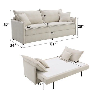 Elisea Beige Chenille Sofa w/Sleeper (Full) image 2