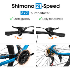 A28250 700Cx35 Road Bike with Aluminum Alloy Wheels, 21-Speed Gear System, Disc Brakes, Wide Tires – Ideal for Urban Commuting and Student Transportation