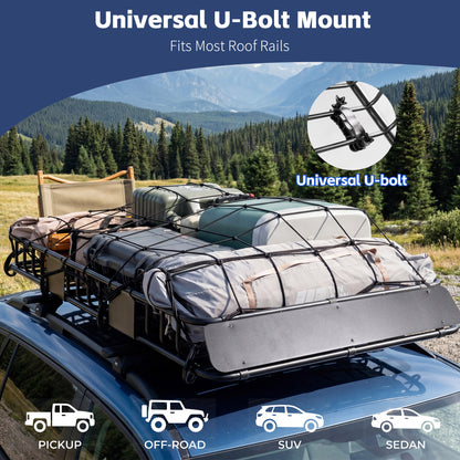 64 x 39 x 6 Inch Universal 250LB Heavy Duty Roof Rack Cargo with 500D PVC Waterproof Cargo Bag, Car Top Luggage Holder Carrier Basket for SUV, Truck or RV Camping Storage Steel Construction image 8