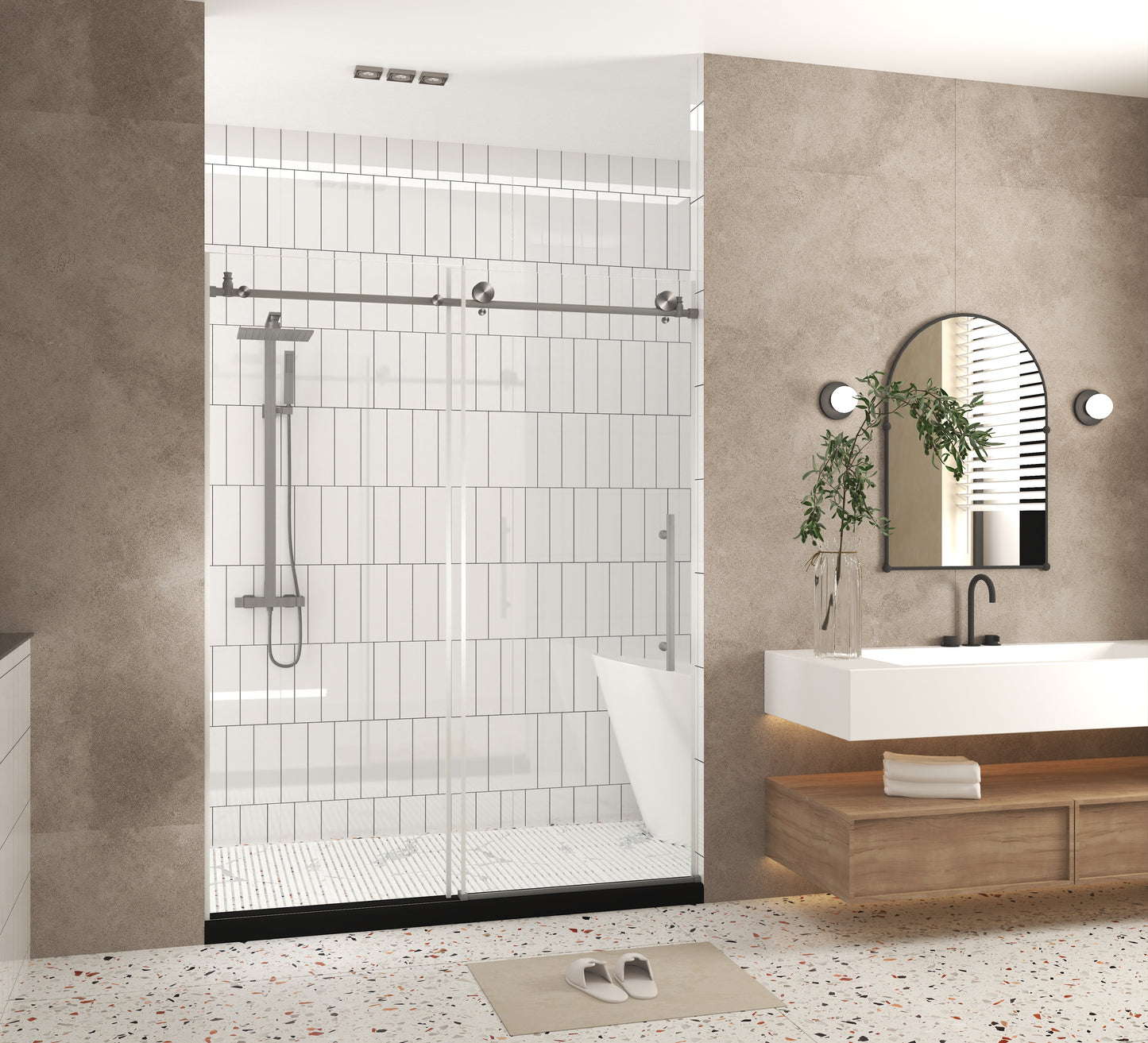Frameless shower door 56-60 "W x 76" H, 1/4 "(6 mm) Clear Tempered Glass, Explosion Proof Film, Stainless Steel Handle,Brushed Nickel image 10