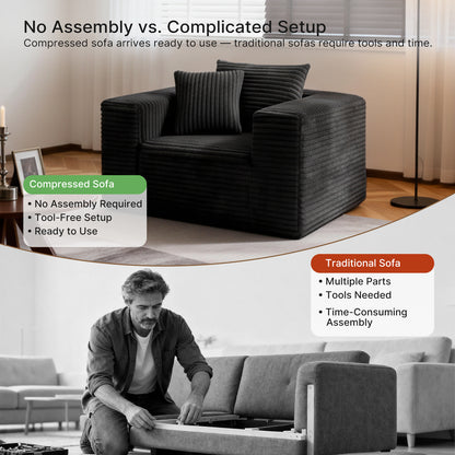 Boneless Sofa Chair, No Assembly Couch in a Box Memory Foam Mini Cloud Reading Chair with Throw Pillow for Living Room Bedroom Playroom image 5