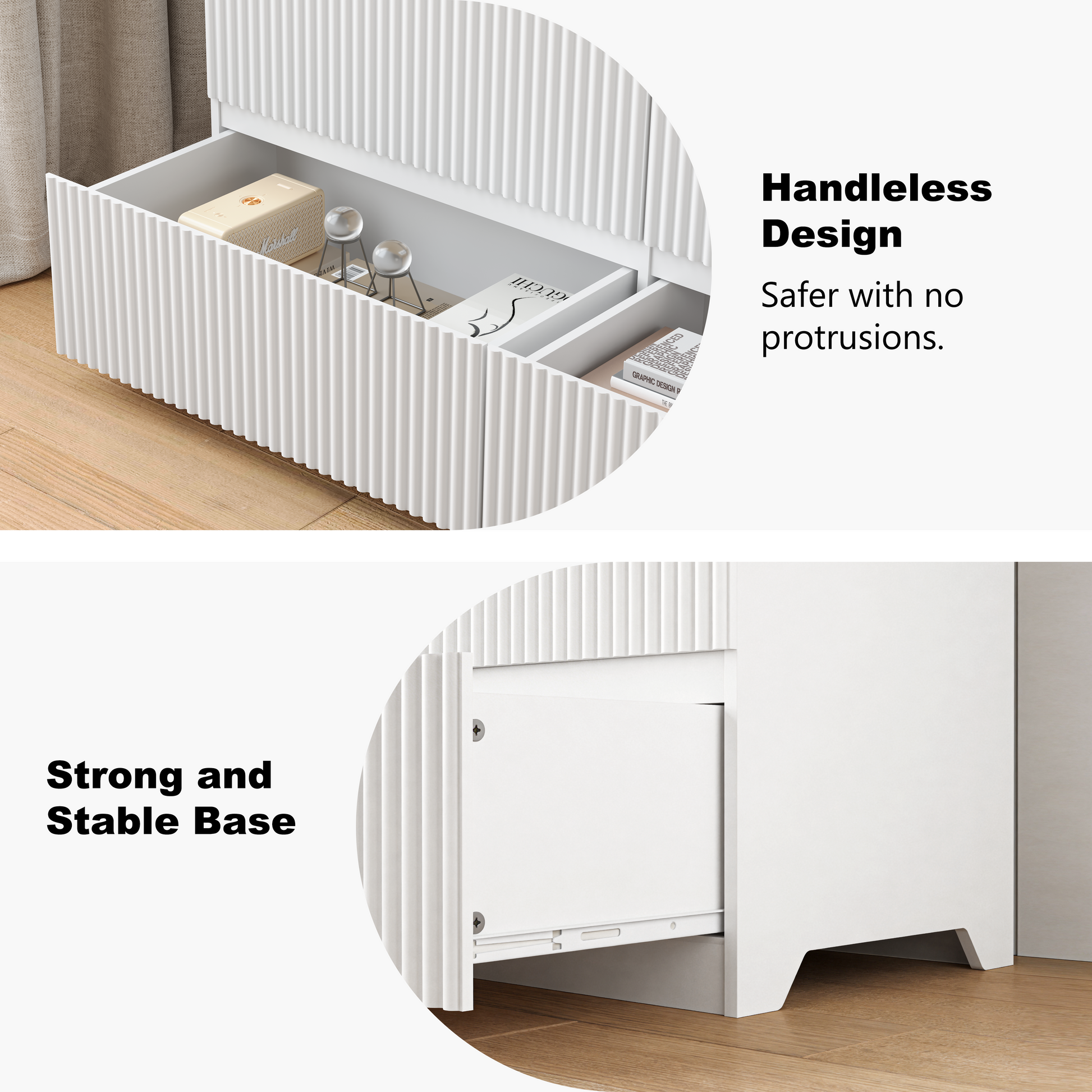 Modern White 6 Drawer Dresser, Wave Panel Drawer Fronts, Storage Cabinet, Versatile Chest of Drawers for Bedroom, Living Room - Sleek & Spacious Home Storage Solution image 3