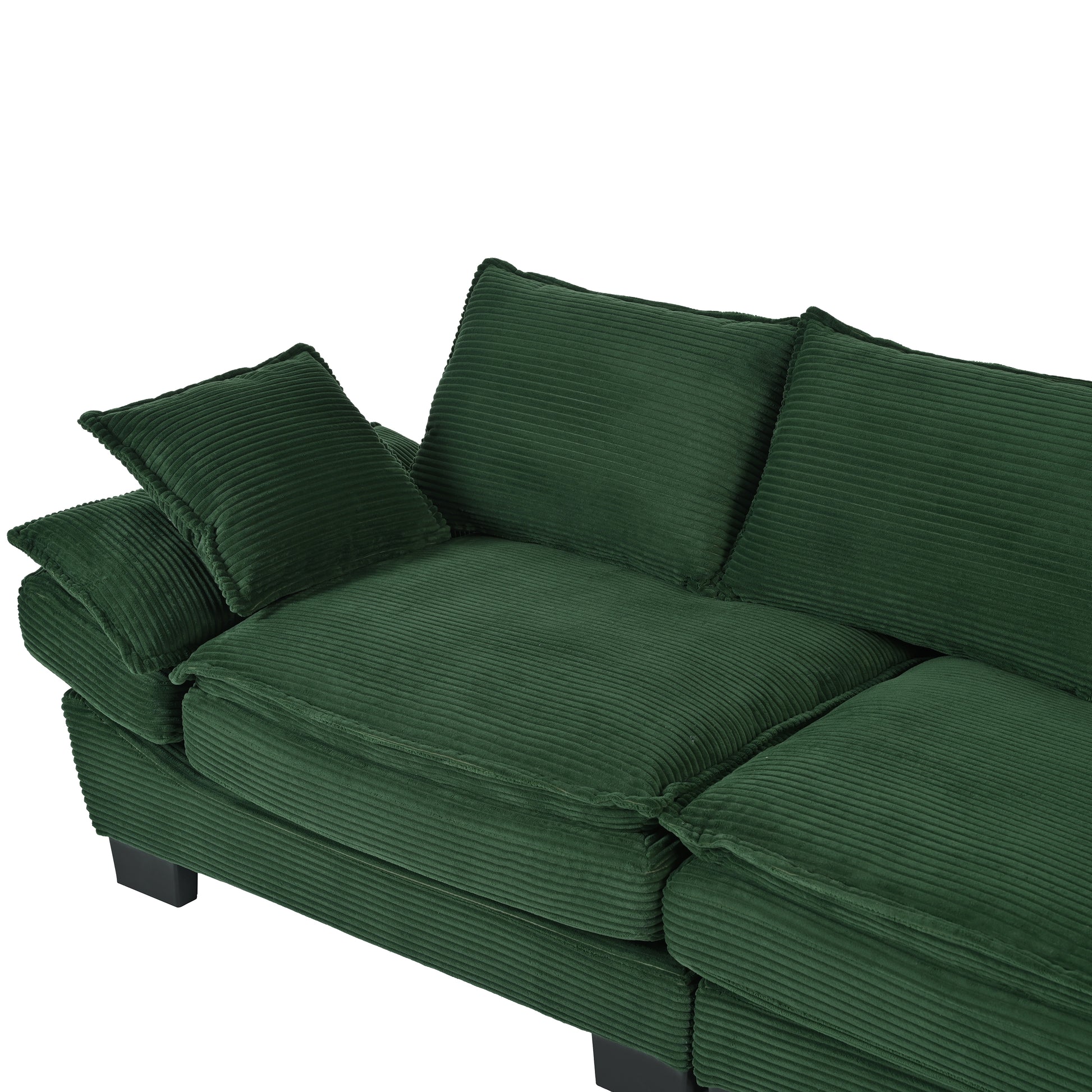 U-Style 85.4" Modern Curved Sofa, Back Upholstered Couch with 2 Decorative Throw Pillows, Corduroy Fabric Couch for Living Room, Bedroom, Apartment image 11