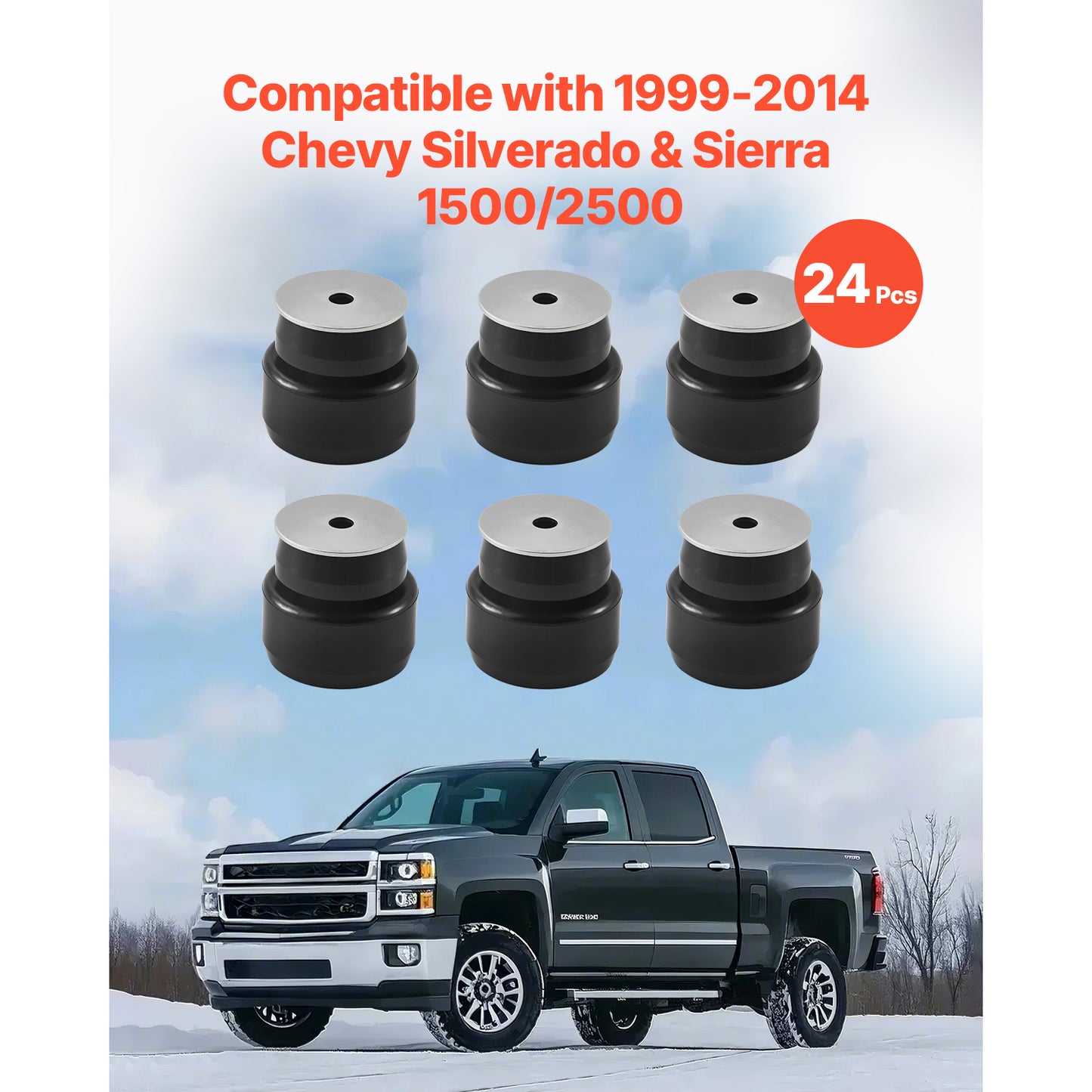 Body Mount Bushing Kit for 1999-2014 Chevy Silverado & Sierra 1500/2500 24 PCS image 7