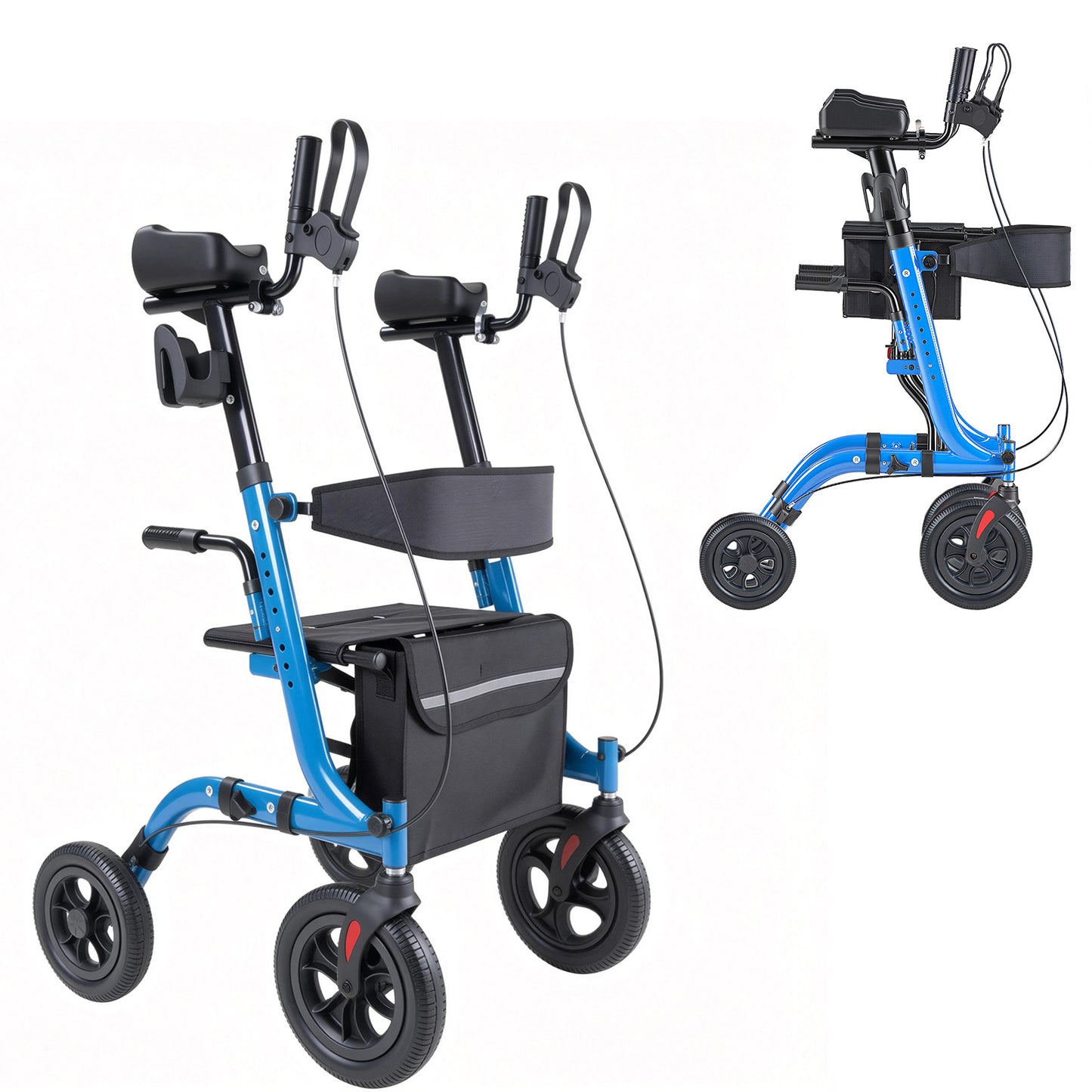 Rollator Walker with Seat for Seniors, Foldable Rolling Walker, Lightweight Aluminum Mobility Walking Aid with PU Solid Wheels, Adjustable Handle, Storage Bag, Cup/Cane Holder - Supports 300LBS image 7