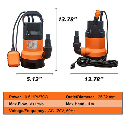 Submersible Pump with Auto Float Switch, High Efficiency Dirty Water Utility Pump for Cellar, Garden Pond, Swimming Pool Drainage image 7