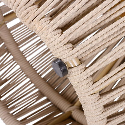 Acacia Wood Side Table with Beige Rope Base - Light Teak Finish, Modern Coastal Accent for Patio, Garden, Balcony & Indoor Use image 9