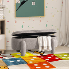 Hugo 49" Oval Fully Upholstered Storage Bench, Moss Green Boucle
