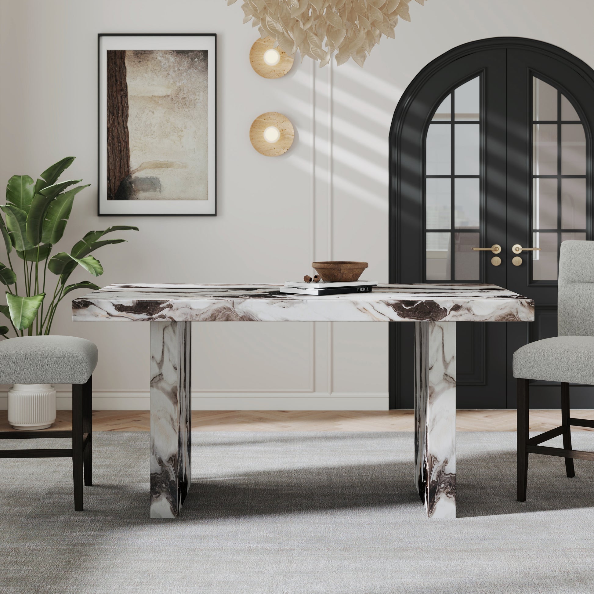 Cavira Modern Faux Marble Counter Height Dining Table image 2