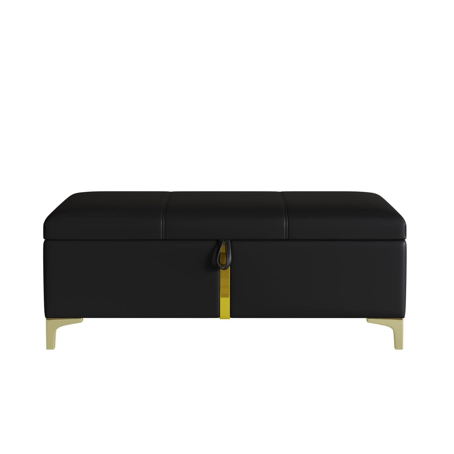 2-Pieces Bedroom Sets,Queen Size Upholstered Platform Bed with Hydraulic Storage System,Storage Ottoman with Metal Legs,Black(Old SKU:N733S207778B) image 8