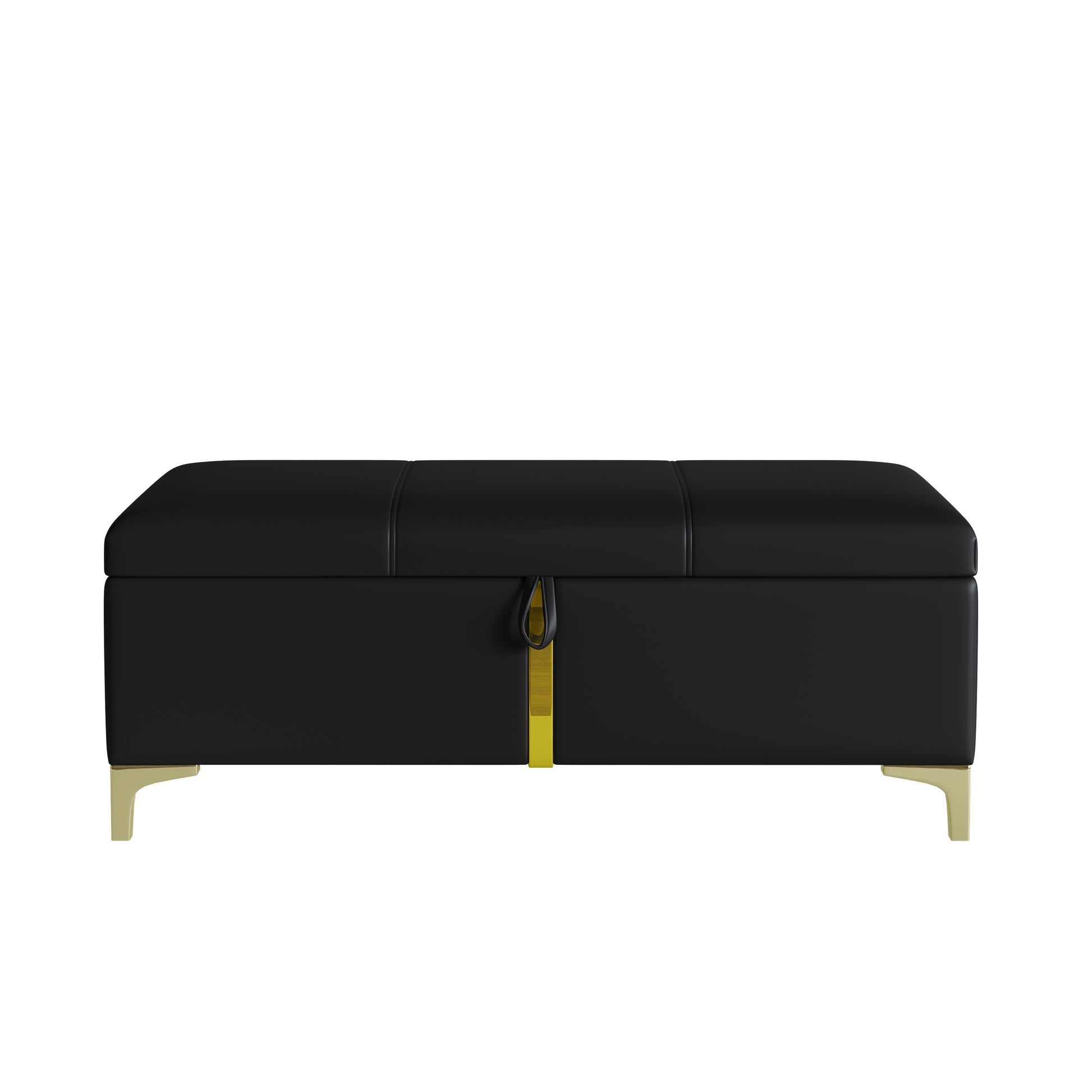 2-Pieces Bedroom Sets,Queen Size Upholstered Platform Bed with Hydraulic Storage System,Storage Ottoman with Metal Legs,Black(Old SKU:N733S207778B) image 8