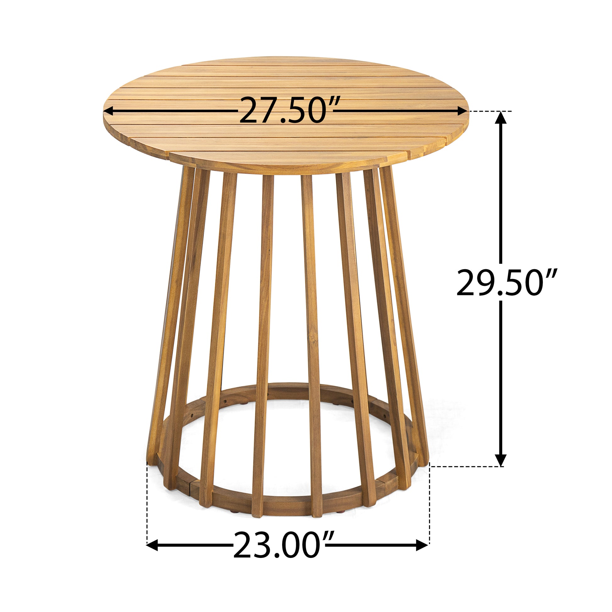 Outdoor 3-Pieces Acacia Wood Dining Set,Round Bistro Set, Teak image 5
