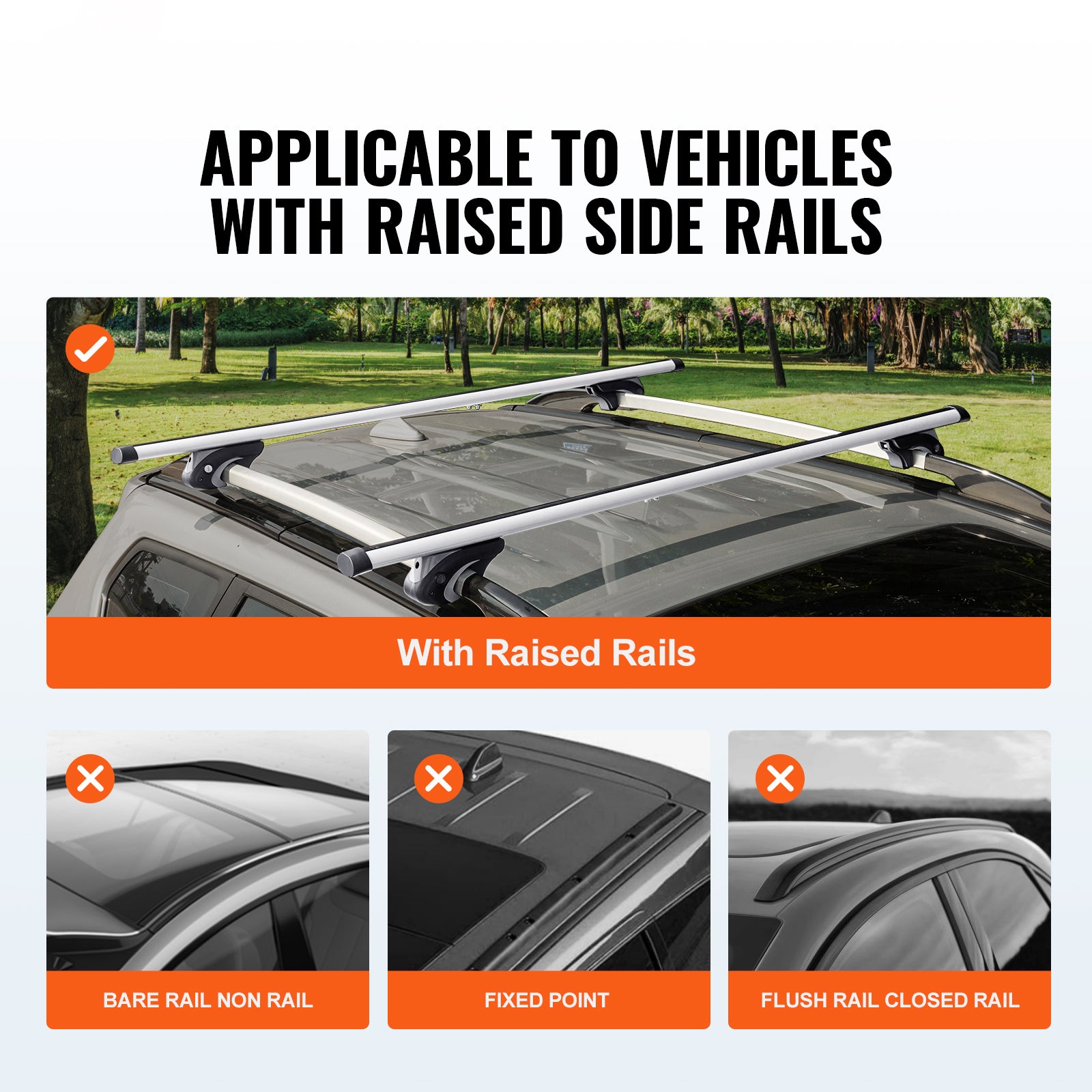 Universal Roof Rack Cross Bars, 54" Aluminum Roof Rack Crossbars, Fit Existing Raised Side Rail with Gap, 200 lbs Load Capacity, Adjustable Crossbars with Locks, for SUVs, Sedans, and Vans image 8