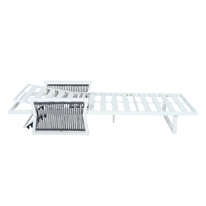 White Iron Outdoor Chaise Lounger Frame with Black Rope Armrests, Adjustable Reclining Backrest, 400 LBS Weight Capacity, Patio Sun Lounge Frame Without Cushion image 6