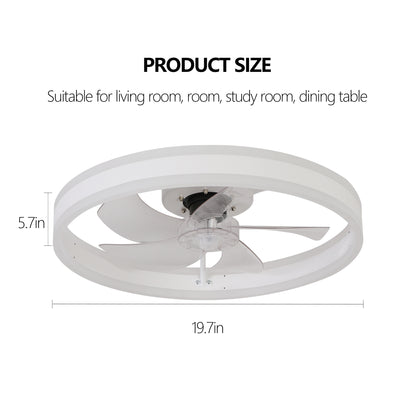 20" Flush Mount Ceiling Fans with Lights and Remote, 3000K-6000K Dimmable LED Fandelier Low Profile Chandelier Ceiling Fan for Bedroom Living Room, White image 9