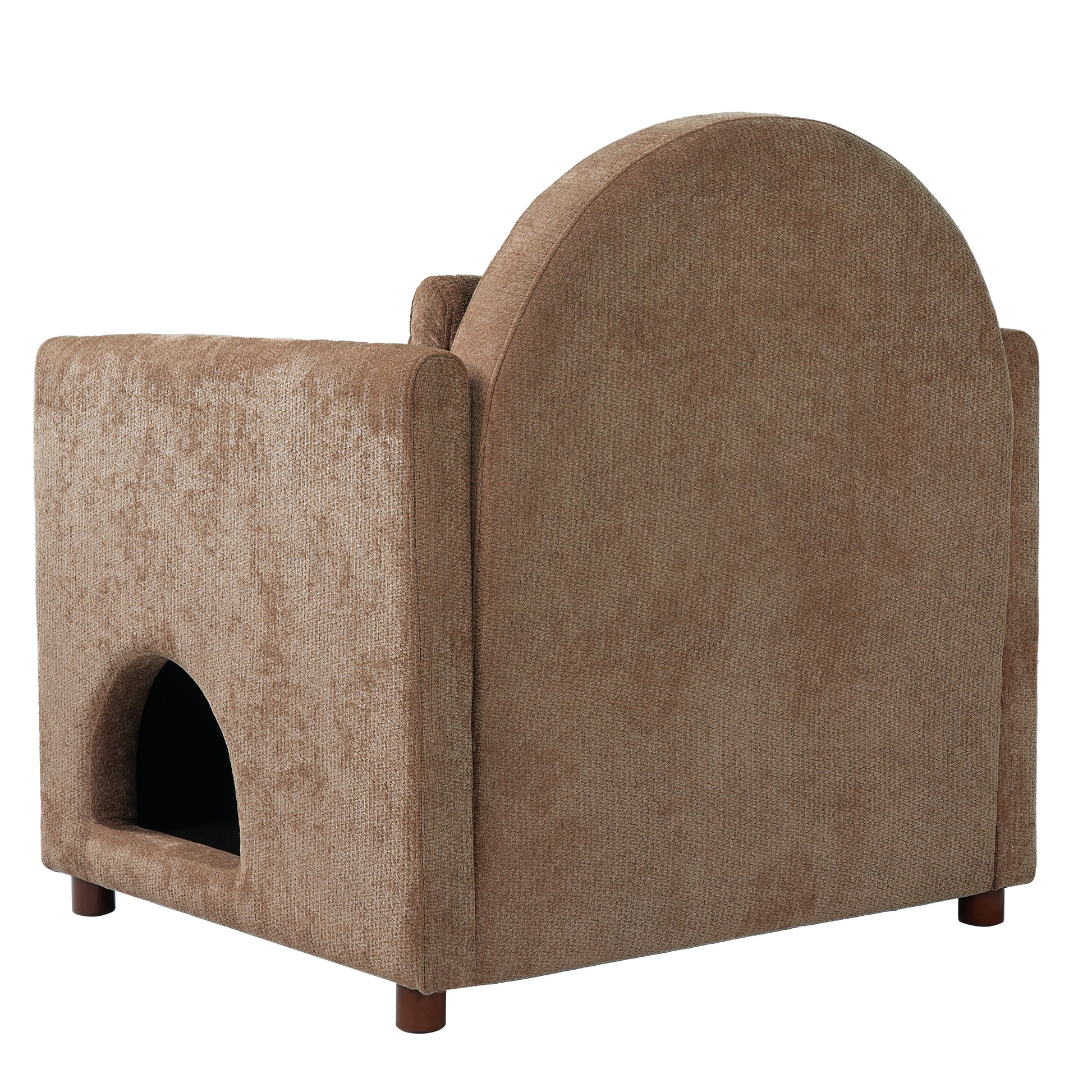 Coffee Pet Friendly Accent Chair with Hidden Pet Nook, Acacia Wood Legs, 220lbs Weight Capacity, Modern Upholstered Armchair for Living Room image 8