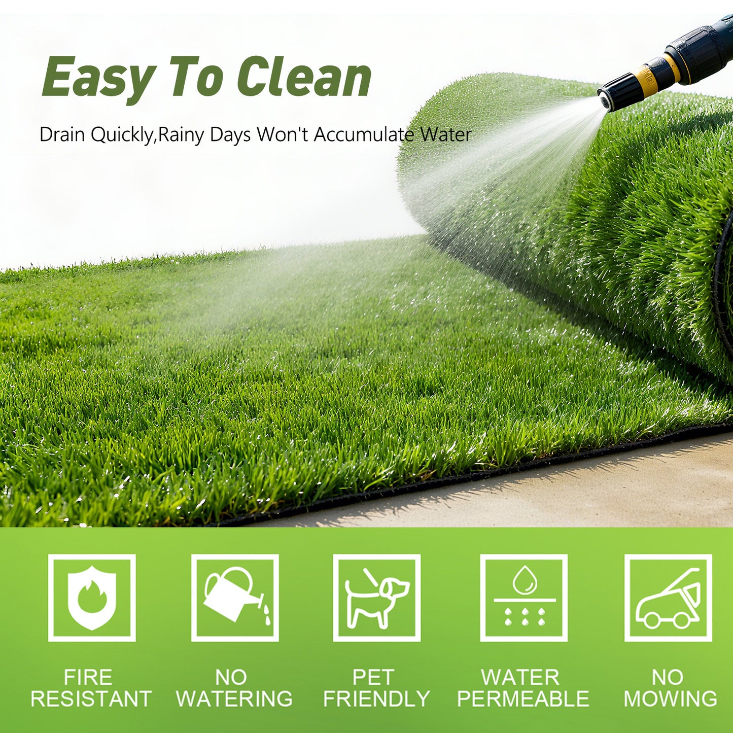 Realistic Deluxe Artificial Grass Synthetic Thick Lawn Turf Carpet (7 FT x15 FT (105 Square FT)) image 12