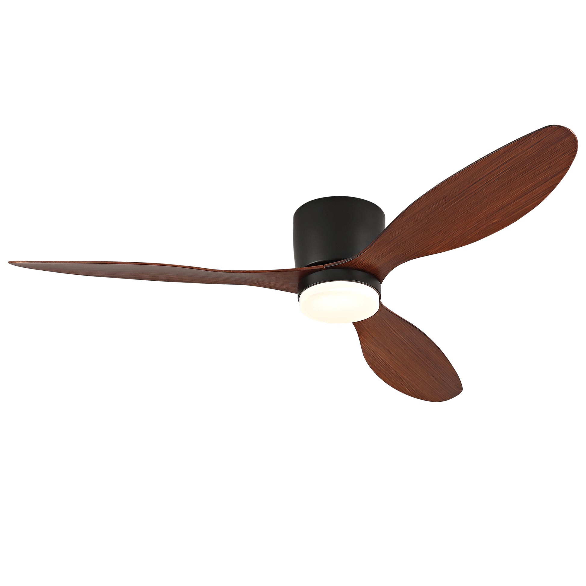 52 Inch Ceiling Fans with Lights, Flush Mount Low Profile, 3 ABS Blades Ceiling Fan with Light and Remote, 6-Speed, Reversible DC Motor, Noiseless, for Bedroom, Indoor/Outdoor, Black+Walnut image 9