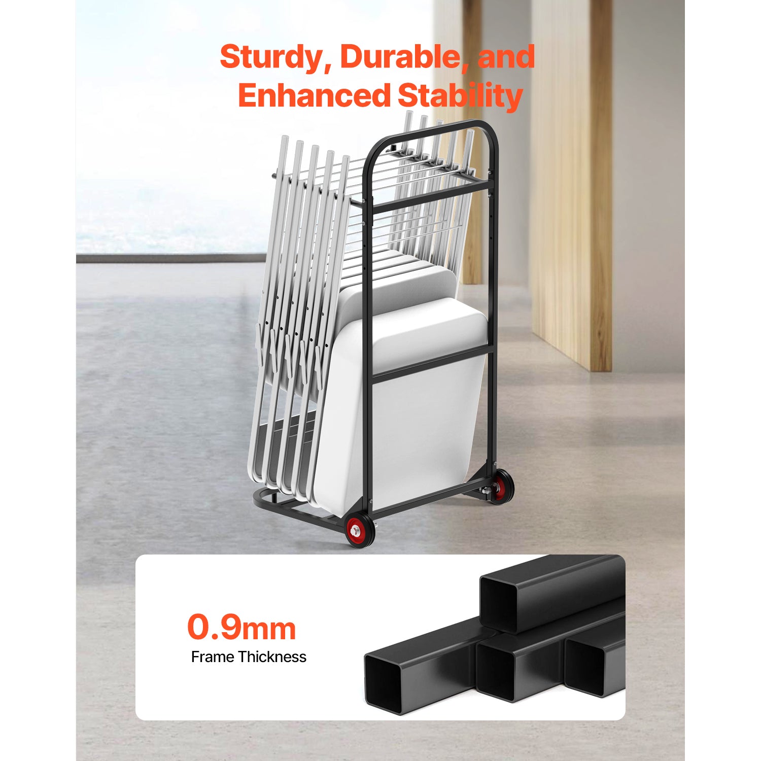 Folding Chair Rack Cart for 10 Chairs of 100 LBS Push-Style Chair Dolly image 12
