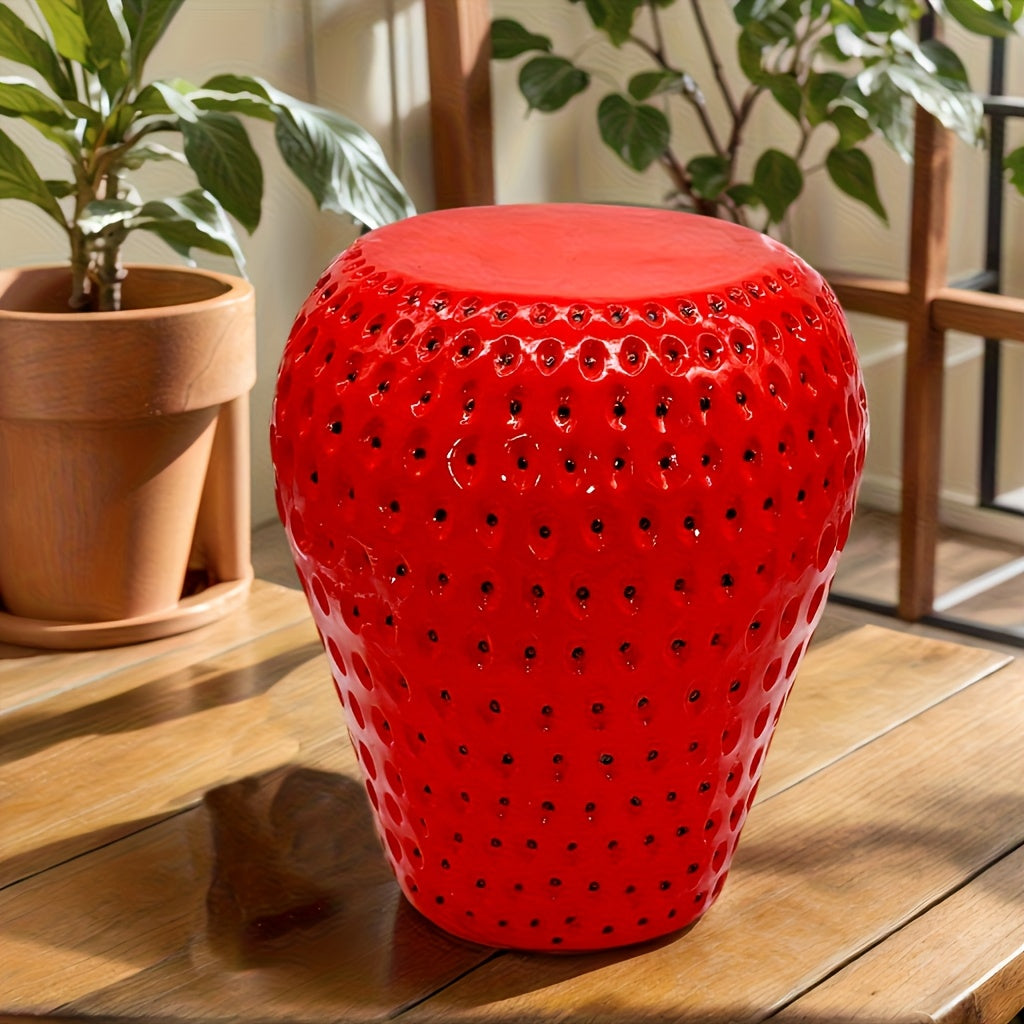 Strawberry Fruit Stool, 13.4"Oversized Resin Stool, Side Table, Home Decor Plant Stand Garden Indoor Outdoor Decorations, Multi-Purpose Innovative Garden Furniture image 2