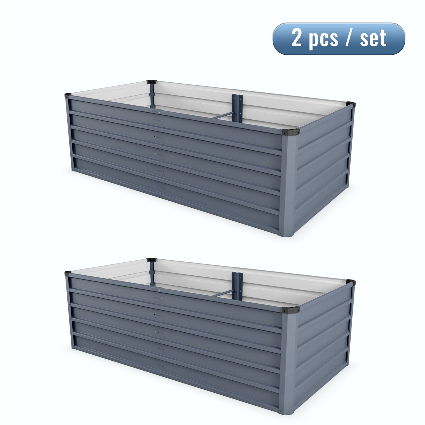 6x3x2ft 2pcs Large Raised Garden Bed Kit, Grey Rectangular Galvanized Metal Outdoor Garden Bed, Planter Raised Garden Boxes Outdoor Garden Beds for Growing Plants, Vegetables and Flowers. image 11