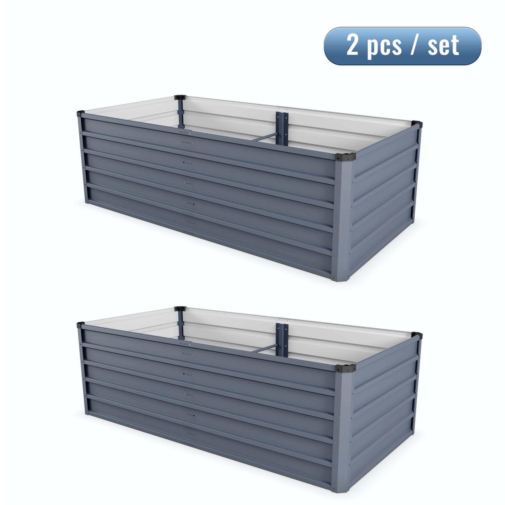 6x3x2ft 2pcs Large Raised Garden Bed Kit, Grey Rectangular Galvanized Metal Outdoor Garden Bed, Planter Raised Garden Boxes Outdoor Garden Beds for Growing Plants, Vegetables and Flowers. image 11
