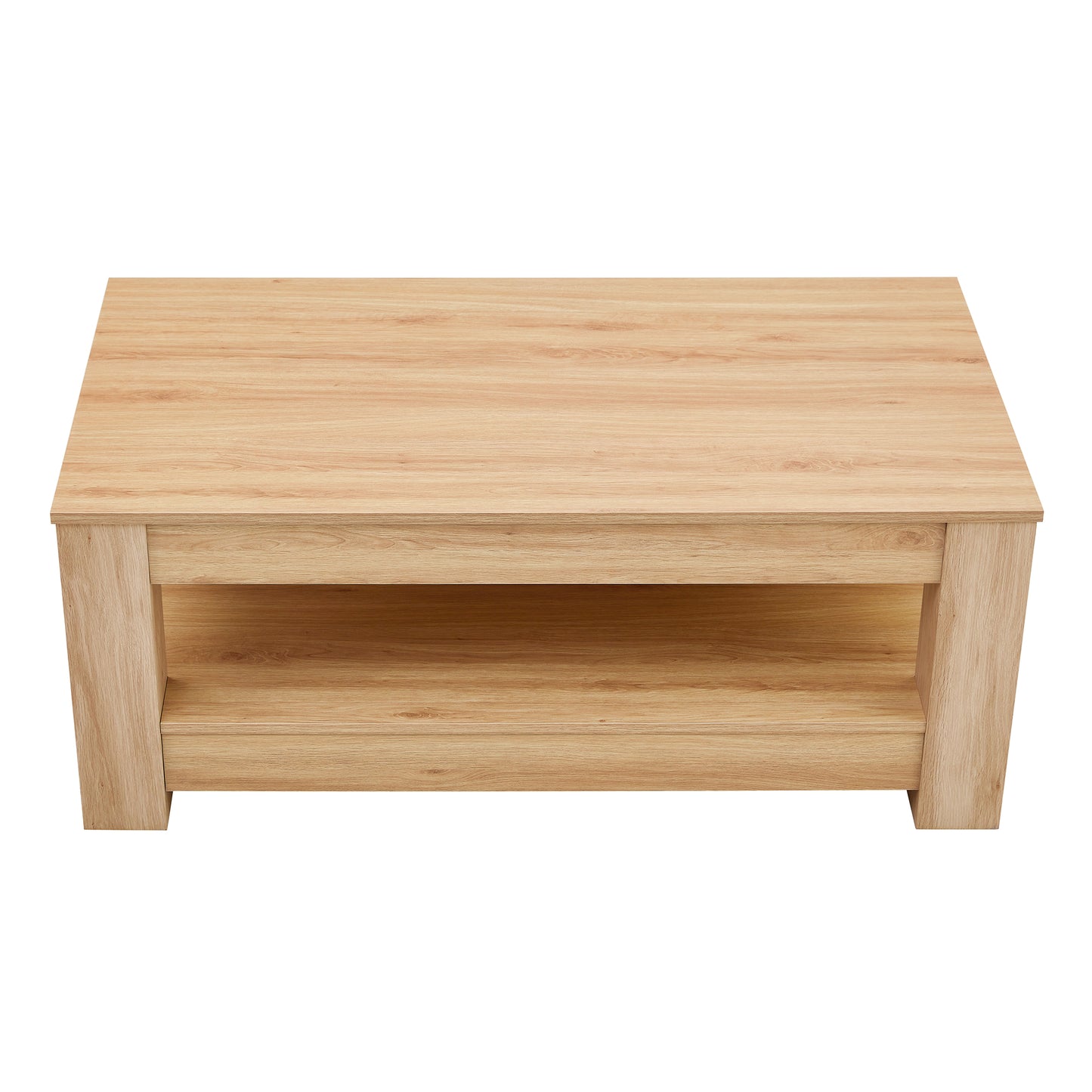 A modern and practical Natural Wood coffee table. The double layered coffee table is made of MDF material. Suitable for living room, bedroom, and study image 11