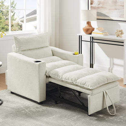 Sleeper Sofa Chair Bed, Convertible Sofa Chair 3-in-1, Adjustable Sleeper Chair Pullout Sofa Bed with Modern Velvet Fabric for Living Room Apartment Small Space, Beige image 1