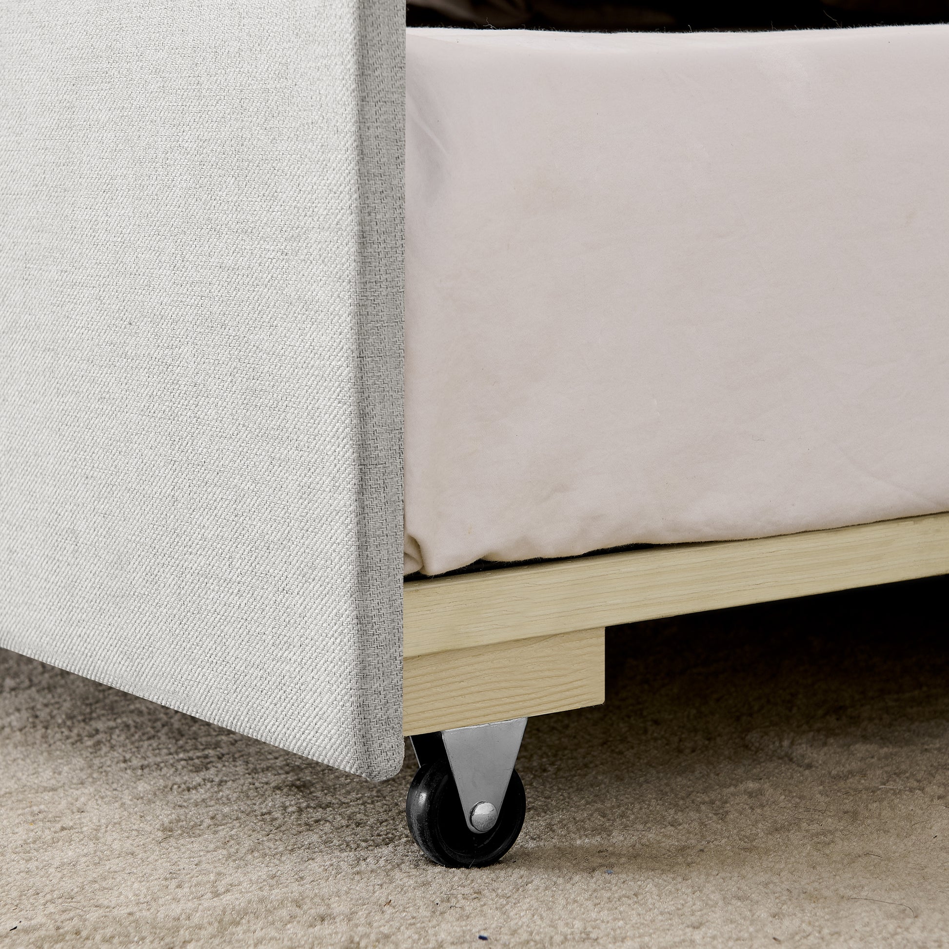 Twin Size Upholstery DayBed with Twin Size Pop-up Trundle and USB Charging Design image 12