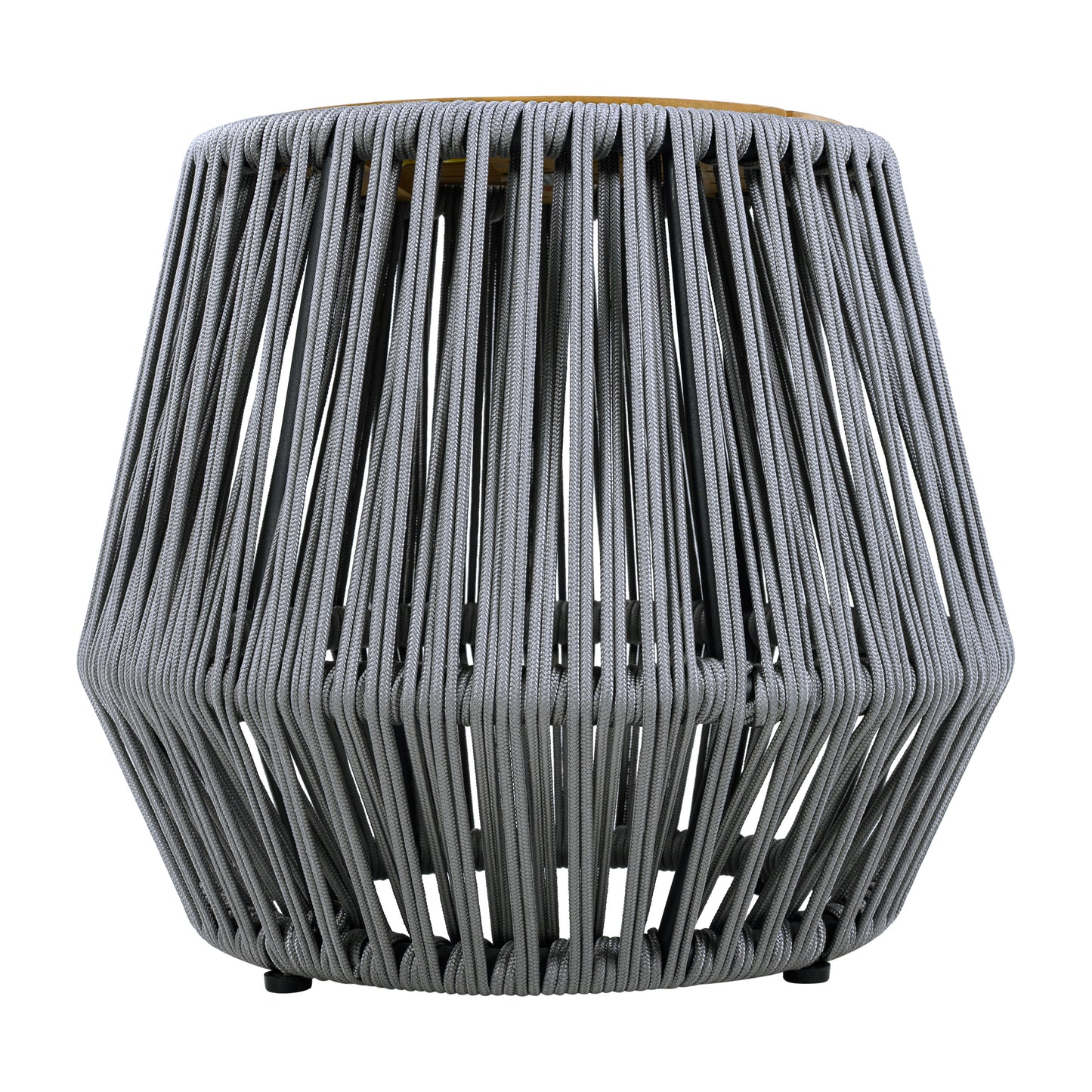 Acacia Wood Side Table with Grey Rope Base - Natural Teak Finish, Modern Coastal Accent for Patio, Garden, Balcony & Indoor Use image 6