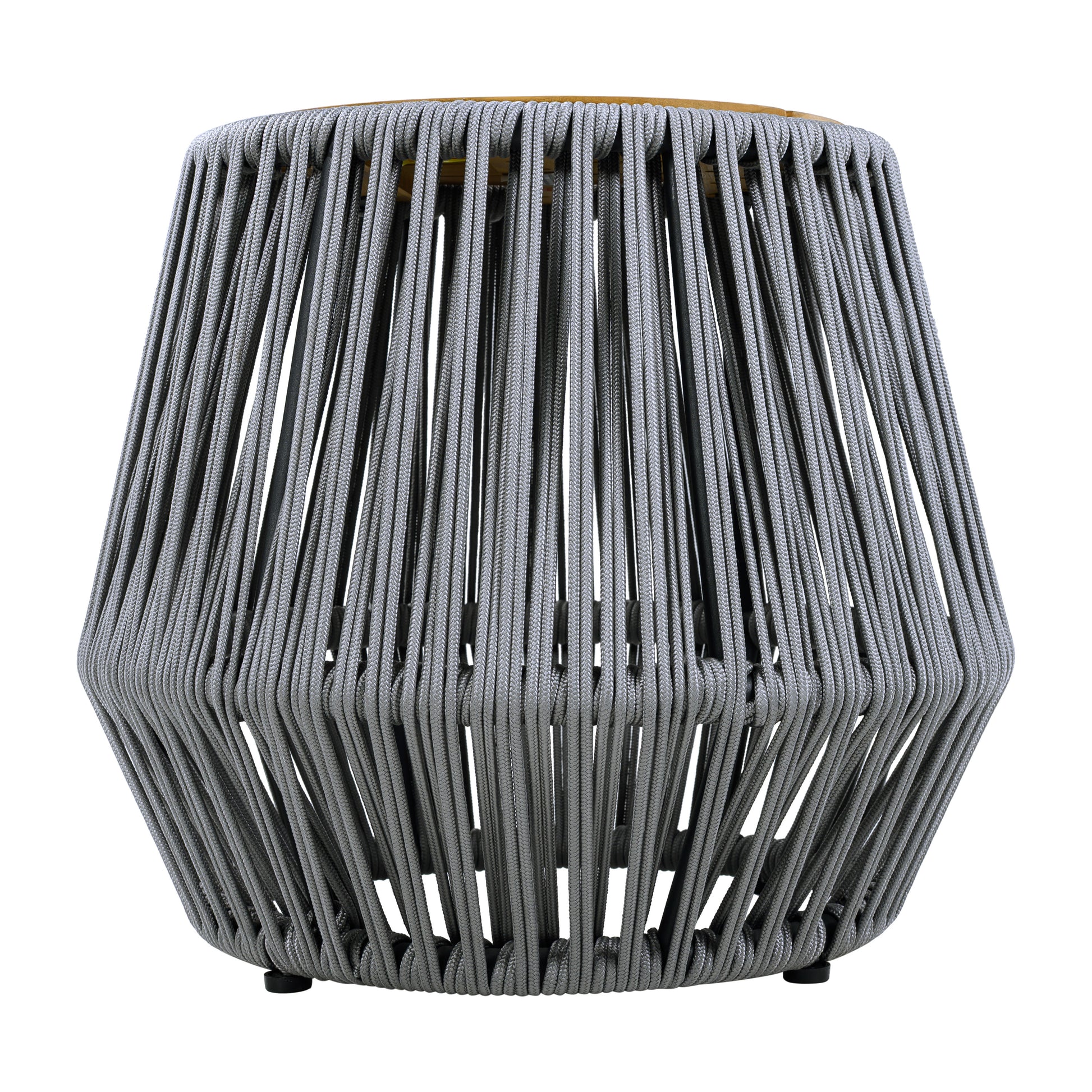 Acacia Wood Side Table with Grey Rope Base - Natural Teak Finish, Modern Coastal Accent for Patio, Garden, Balcony & Indoor Use image 6