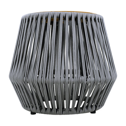 Acacia Wood Side Table with Grey Rope Base - Natural Teak Finish, Modern Coastal Accent for Patio, Garden, Balcony & Indoor Use image 6