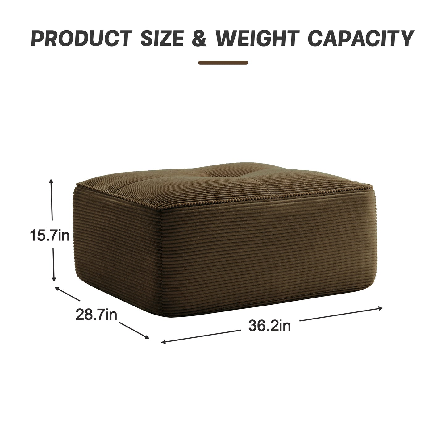 Ottoman Corduroy -Brown image 6