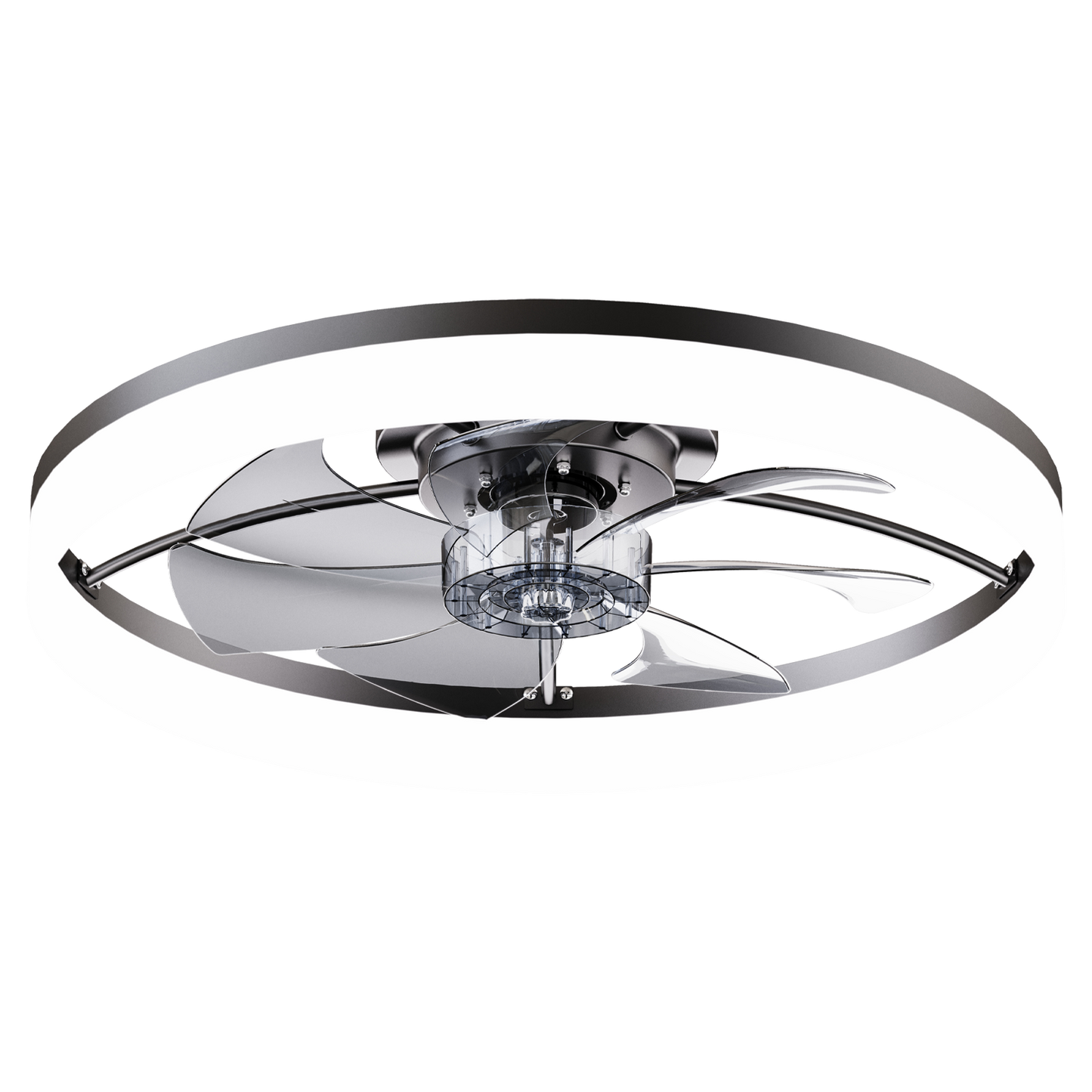 Ultra-Thin BLACK Ceiling Fan Light with Remote & App Control – 23.6'' Modern Flush Mount Fan Lamp, 6 Fan Speeds, Dimmable Brightness, 3000K-6500K Color Temperature for bedroom living room image 9