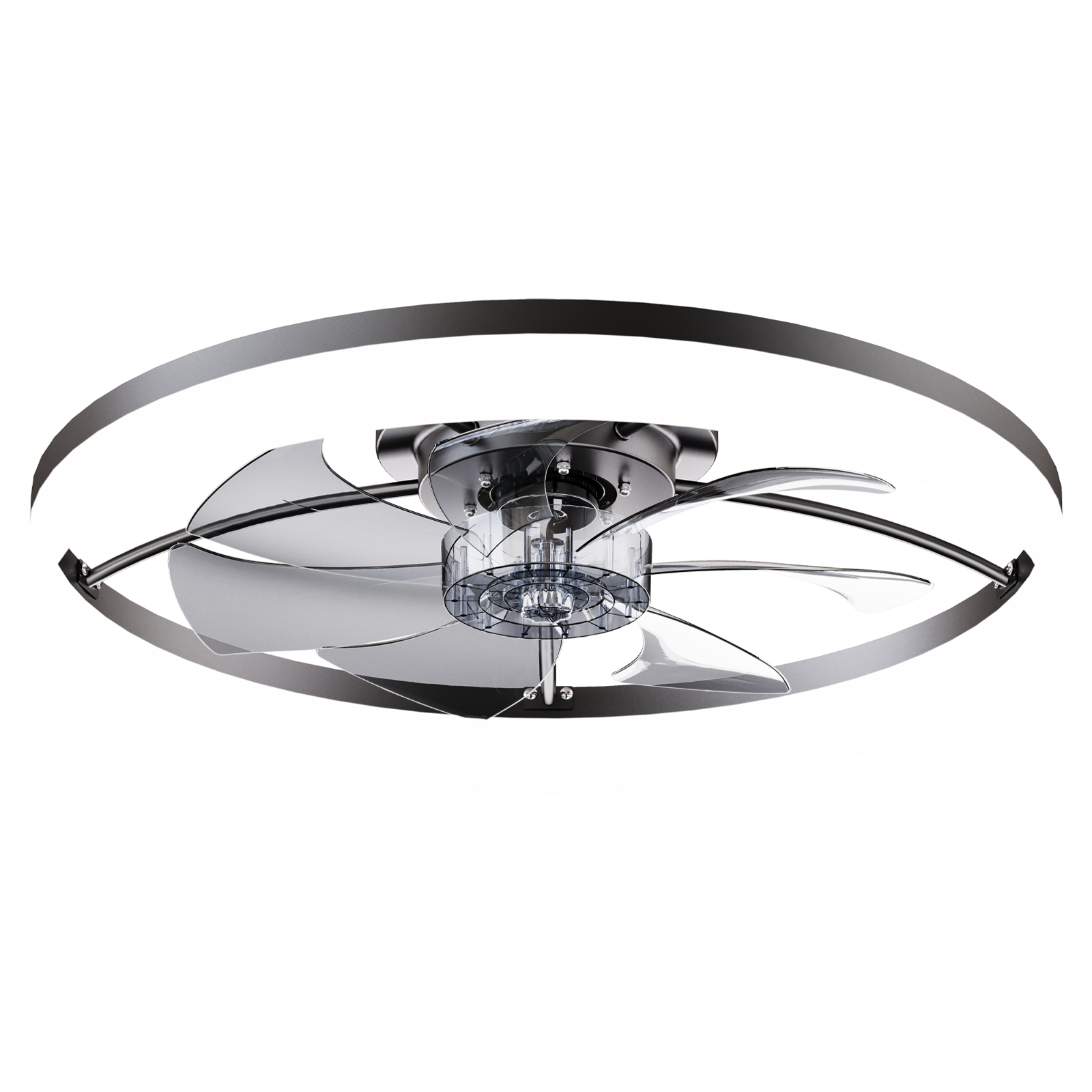 Ultra-Thin BLACK Ceiling Fan Light with Remote & App Control – 23.6'' Modern Flush Mount Fan Lamp, 6 Fan Speeds, Dimmable Brightness, 3000K-6500K Color Temperature for bedroom living room image 9