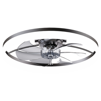Ultra-Thin BLACK Ceiling Fan Light with Remote & App Control – 23.6'' Modern Flush Mount Fan Lamp, 6 Fan Speeds, Dimmable Brightness, 3000K-6500K Color Temperature for bedroom living room image 9