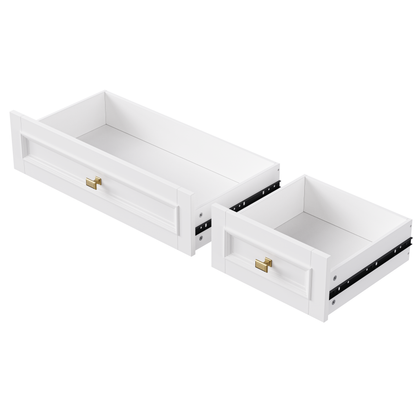 K&K 52'' Kitchen Island with Drop Leaf, Embossed Texture Kitchen Island on Wheels with Spice Rack, Towel Rack, 2 Doors and 5 Drawers, Kitchen Storage Cart with Adjustable Shelf for Kitchen, White image 11