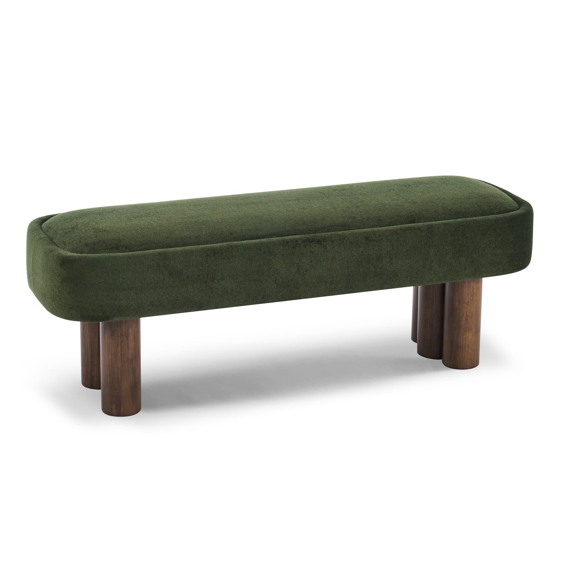 Indoor Green Fabric Dining Bench with Walnut Color Legs, 51.57'L Upholstered Seating for Kitchen, Dining Room and Living Space,250lbs Capacity image 5