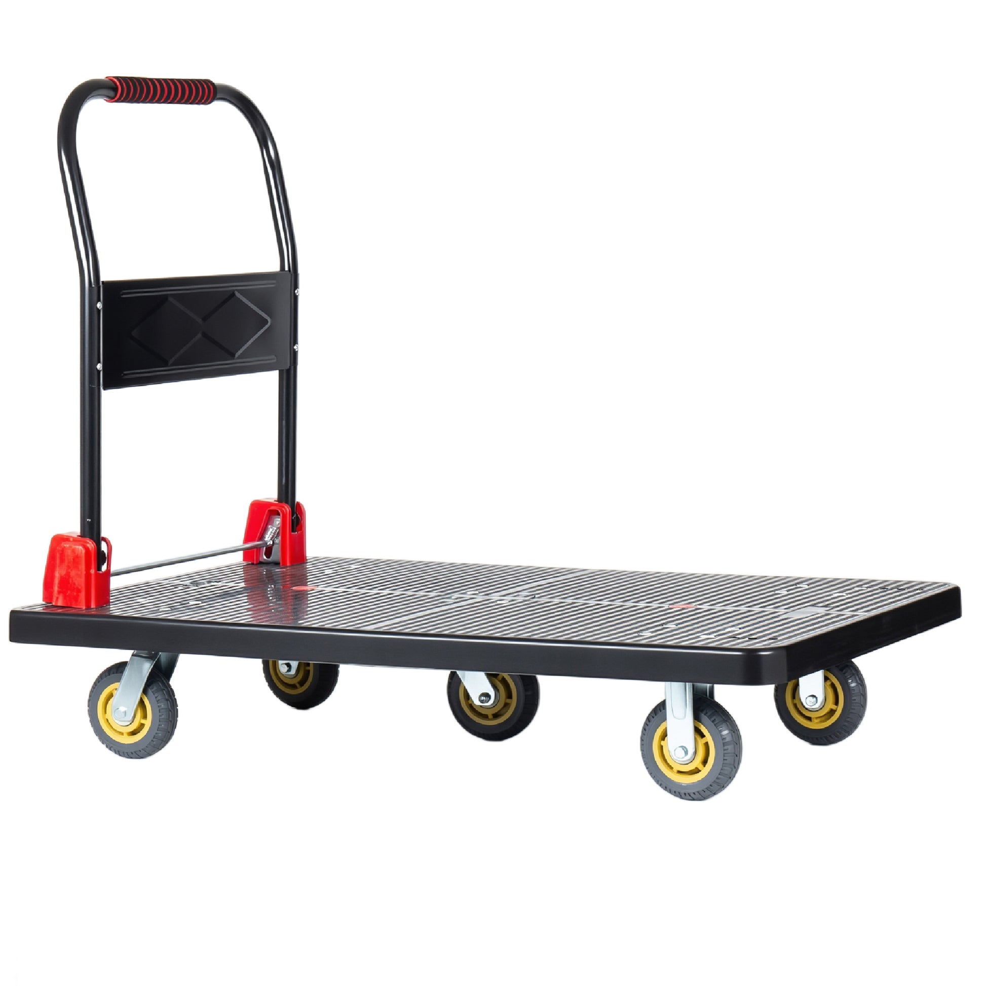 25.5"x43.5" Platform Truck, Foldable Handcart with 5'' TPR 360-Degree Silent Wheels, 1500lbs Heavy-Duty Push Dolly Cart, 5 Steel Load-Bearing Beams for Warehouse Garage Home Use image 1