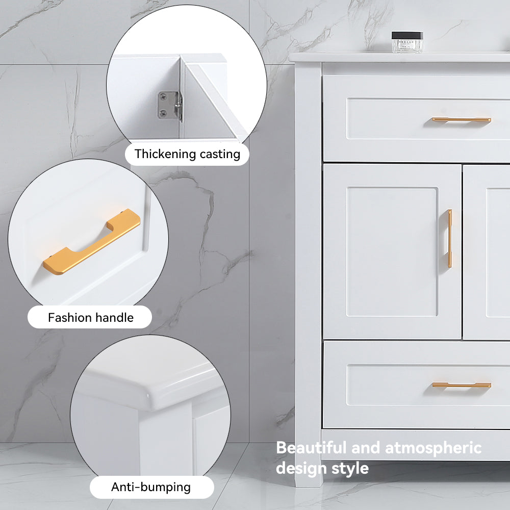 48" White Bathroom Vanity, Abundant Storage Cabinet -4 Soft close doors and 4 drawers (excluding the ceramic basin) image 2