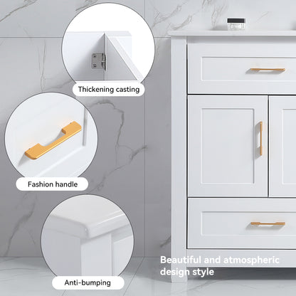 48" White Bathroom Vanity, Abundant Storage Cabinet -4 Soft close doors and 4 drawers (excluding the ceramic basin) image 2
