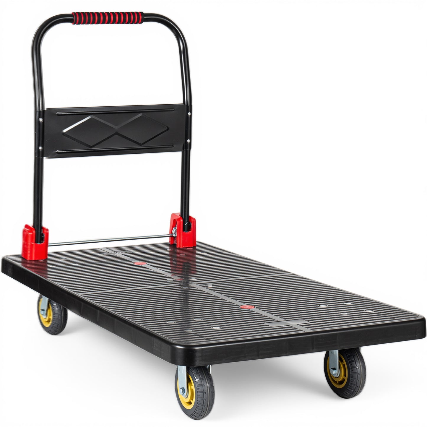 25.5"x43.5" Platform Truck, Foldable Handcart with 5'' TPR 360-Degree Silent Wheels, 1500lbs Heavy-Duty Push Dolly Cart, 5 Steel Load-Bearing Beams for Warehouse Garage Home Use image 8